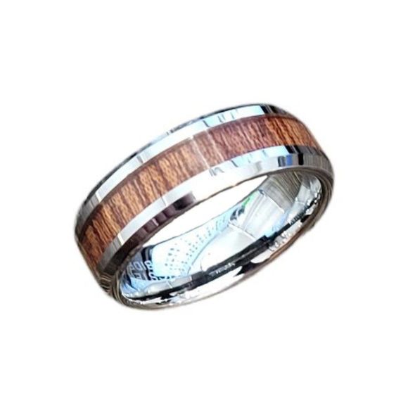 New Real Men's Tungsten and Wood Ring - Wedding Ring Engagement Ring Size 9-13 - Picture 2 of 5
